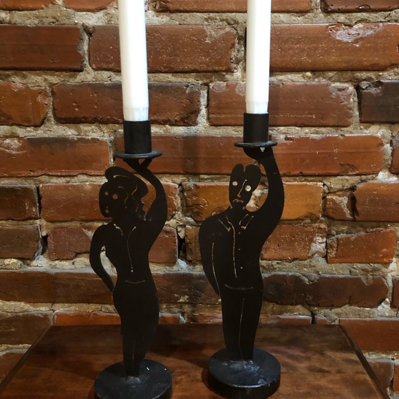 Vintage metal tapered candle holders - Picture 3 of 6